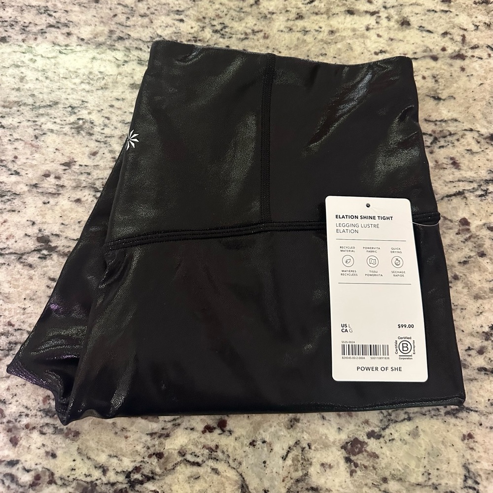 Athleta Black Elation Shine Leggings
